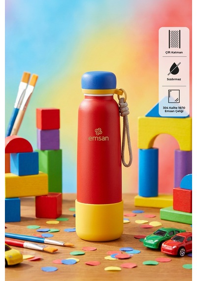 Emsan Thermos Bottle Çelik Sızdırmaz Termos 750 Ml Kırmızı Red