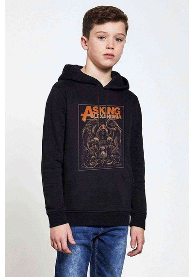 Tshirthane Asking Alexandria Baskılı Unisex Çocuk Kapüşonlu Siyah Sweatshirt (528740988)