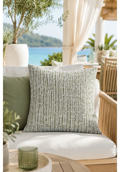 Fuly Consept Coastweave Olive Dekoratif Kırlent Kılıfı Adaçayı Yeşili Dokuma Görünümlü Modern Organic Kırlent Yeşil