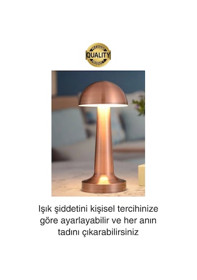Premium Şarjlı Dokunmatik Masa Lambası 3 Renk Ayarlanabiir Parlaklık Abajur Ambians Dekoratif Klasik Diğer