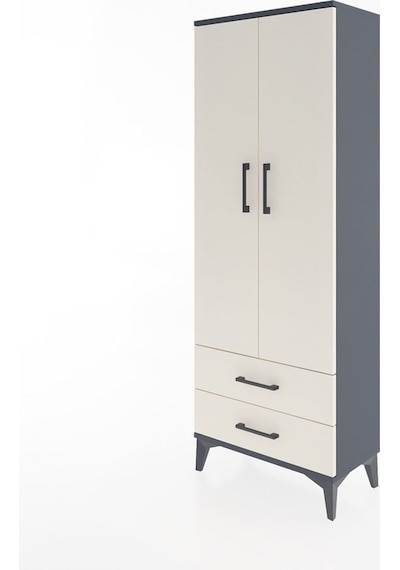 Arges Dolap 2 Raflı 2 Çekmeceli Tek Askılı 60x30x163 Antrasit-aytaşı Antrasit