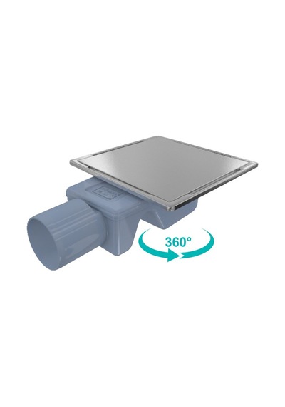 Valtemo Inox-s Trendy Yan Çıkışlı Yer Süzgeci 50 15x15 Gri