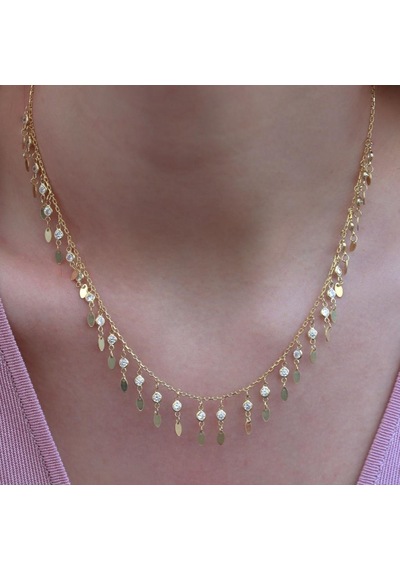 Damla Model Gold Kaplama Zirkon Taşlı Trend Kolye Gümüş