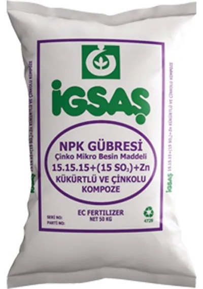 İgsaş 15.15.15+ 15 So3 +zn Kukurtlu Ve Çinkolu Süper Kompoze Taban Gübre 50kg 50 KG