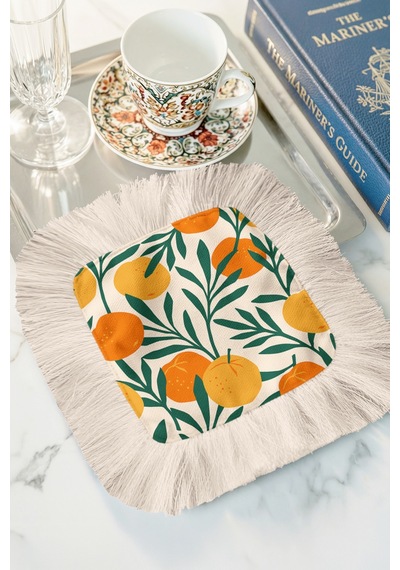 Limon Bahçesi Saçaklı Sunum Peçetesi - Mediterranean Modern Yeşil Turuncu Krem Bardak Altlığı Mendil Buzlu Dumanlı Nar Limon Bahçesi Saçaklı Sunum Peçetesi - Mediterranean Modern Yeşil Turuncu Krem Bardak Altlığı Mendil Buzlu Dumanlı Nar