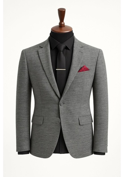 Classics Men Erkek İtalyan Kesim Tek Düğmeli Blazer Ceket Klasik Ve Modern Şıklık Gri