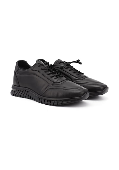 Gönderi(R) Erkek Siyah Bağcıklı Kauçuk Taban Hakiki Deri Sneaker Ddma83342455 Siyah