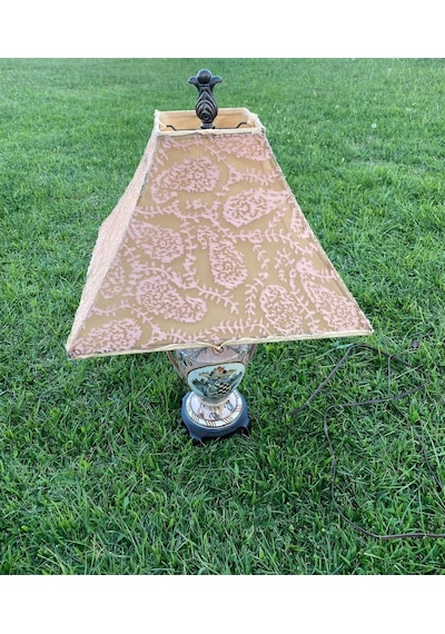 Kuş Motifli Porselen Abajur 70 CM