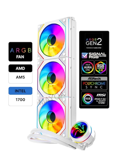 Gametech Hydra Ahd360w Argb Aynalı Fan 360mm Beyaz Sıvı Soğutma