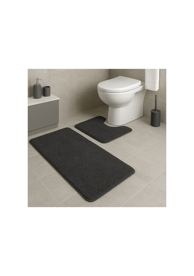 Elit Kaydirmaz Tabanlı Banyo Paspas Takımı Antrasit