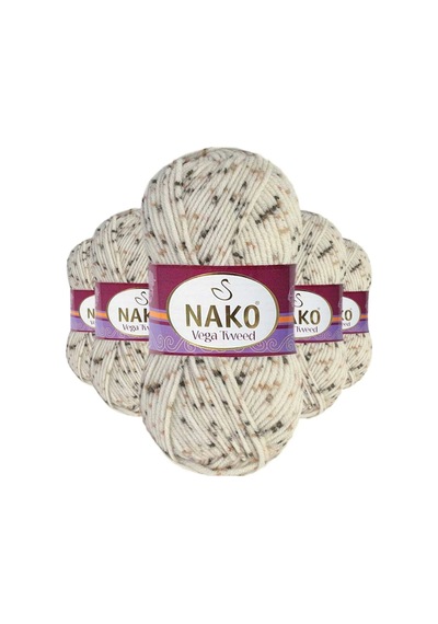 Tedar 5 Adet Vega Tweed Premium Akrilik El Örgü İpi Yünü No: 35017 Najmaddin (No:1) 8.5Cm X 10.5 Cm