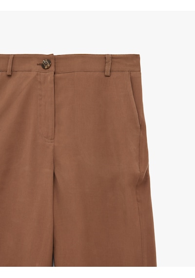Koton Viskon Cupro Kumaş Beli Lastikli Cepli Düz Bol Paça Pantolon Kahverengi 6sak40141ew Kahve Koton Viskon Cupro Kumaş Beli Lastikli Cepli Düz Bol Paça Pantolon Kahverengi 6sak40141ew Kahve