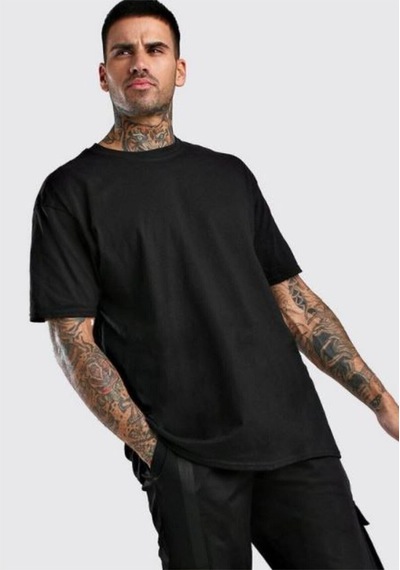 Flood Of Style Erkek Siyah Ateş Nasa Baskılı Oversize Tshirt