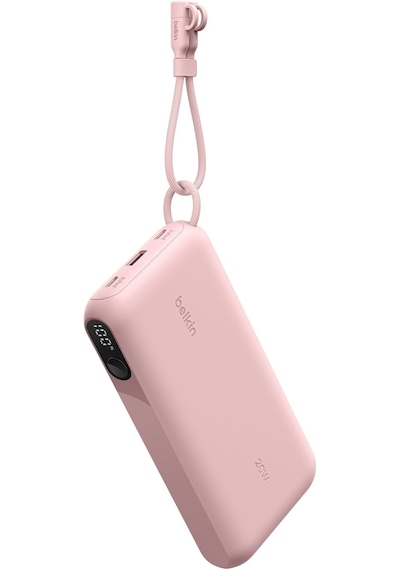 Belkin Boostcharge Power Bank 20000 Mah Display, Pd 20w Usb-c Kablolu, Pembe