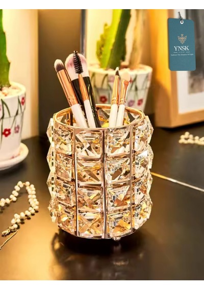 Cristella Lüks Masaüstü Kalemlik, Makyaj Fırçalığı, Organizer, Düzenleyici, Mum Tutucu 12 Cm Rose Gold