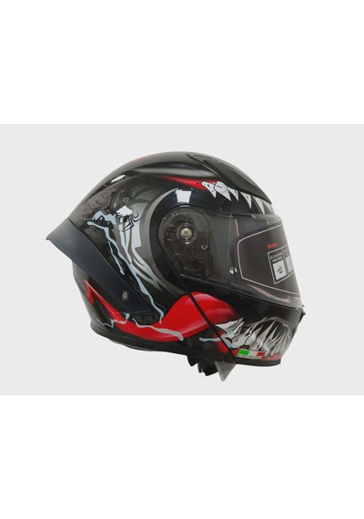 Ws-210 Güneş Vizörlü Çene Açılır Kask Kırmızı Dişli Şeffaf Vizörlü İtaly Dizany