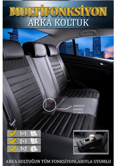 Fiat Freemont 5 Koltuk Oto Koltuk Kılıfı Ön Arka Set Siyah Plus Serisi Scr