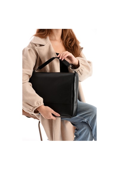 Erzeno Hakiki Deri Unisex Siyah Laptop Çantası Notebook Çantası Macbook Çantası Ve Evrak Çantası Siyah - 771182288 Siyah