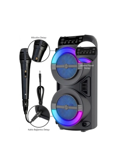 Hubrendy Kargo Led Işıklı Kablosuz Bluetooth Hoparlör Usb Tf Kart Destekli
