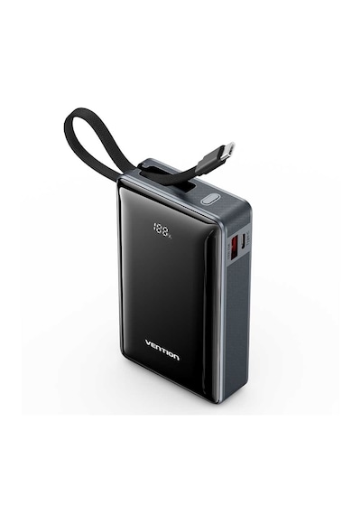 Vention Dash Serisi 20000mah 65w Powerbank Dahili Kablolu Dijital Göstergeli Hızlı Şarjlı Gri