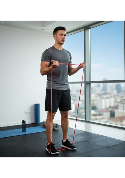 Nk Spor 1 Adet Direnç Lastiği 208cm X 2,5x21mm 5,5-7kg Latex Pilates Yoga Spor Egzersiz Fizik Kırmızı