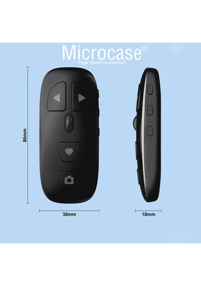 Microcase Telefon Ve Tablet Uyumlu Bluetooth Uzaktan Kumanda Video Kaydırıcı Sayfa Çevirici Tiktok Yüzüğü Al5783 Siyah
