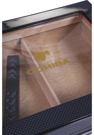 Cohiba Siyah Karbon Desenli Sedir Humidor Puro Kutusu