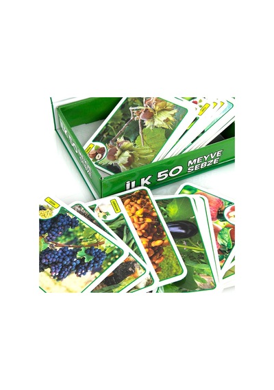 İlk 50 Meyve Ve Sebze Zeka Kartları Eğitici Kartlar Flash Card