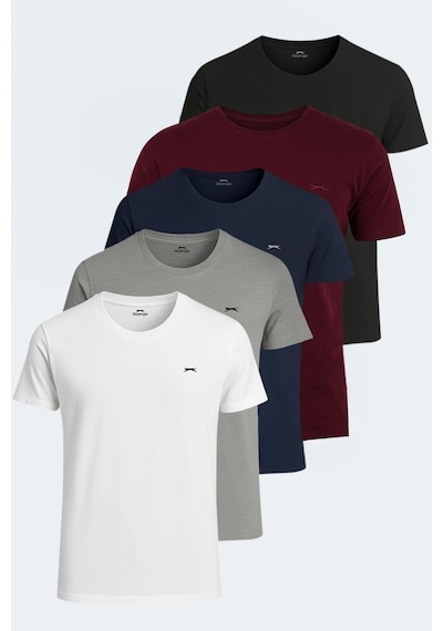Slazenger Sander Ktn 5 Li Set Erkek Beyaz - Gri - Siyah - Lavivert - Bordo Tişört