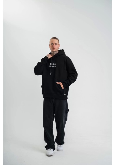 Polızeı Premium Kalite Kapşonlu Dijital Patchli Sweatshirt - Siyah