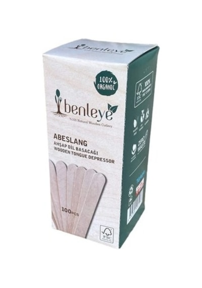Abeslang Tahta Dil Çubuğu Basacağı Ağda Spatulası 100'lü