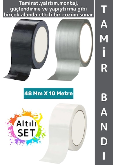 Tamirbandı Suya Neme Küfe Toza Dayanıklı Çok Amaçlı Montaj Onarım Bantı 48 Mm X 10 Metre Altılı Set