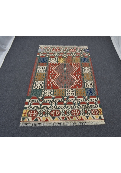 El Dokuma Benzersiz Yağcıbedir Yörük Yün Kilim 6410
