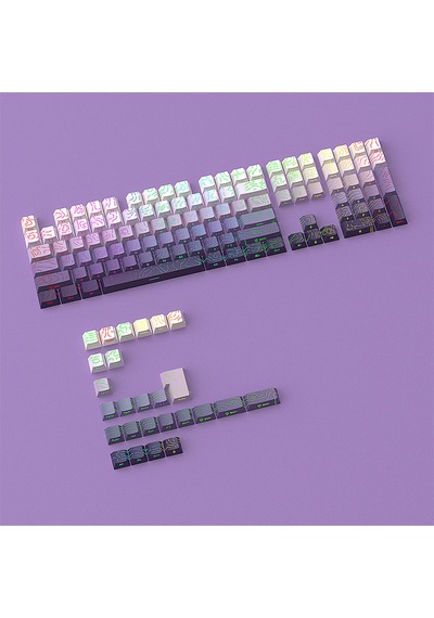 Contourline - Gradient Keycaps 130 Tuş İki Renkli Tam Set Çatlak Işıklı Tuş Takımı