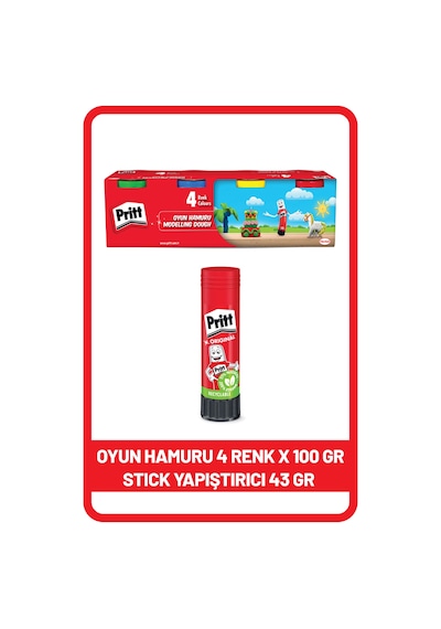 Pritt Stick 43 Gr Shrink + Pritt Oyun Hamuru 4 Renk X 100 Gr
