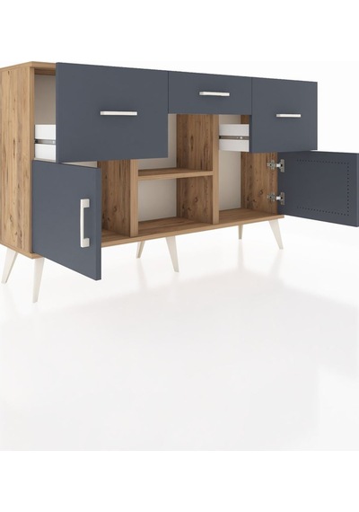 Arges Konsol Tek Raflı 3 Çekmeceli 3 Kapaklı 132x30x83 Çam-antrasit/antrasit Antrasit/antrasit Arges Konsol Tek Raflı 3 Çekmeceli 3 Kapaklı 132x30x83 Çam-antrasit/antrasit Antrasit/antrasit
