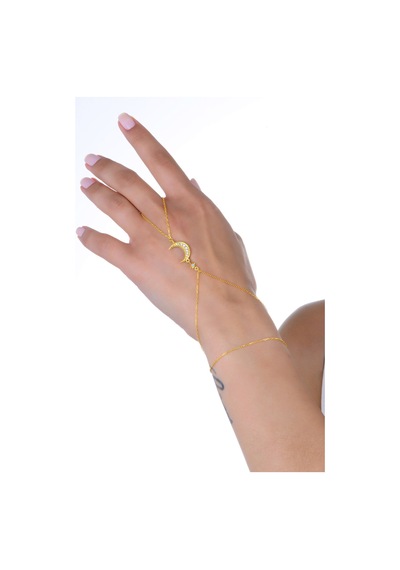 Gümüş Altın Yaldızlı Turkuaz Ve Zirkon Taşlı Ay Yıldız Şahmeran Barcode Beyaz - Rose Gold