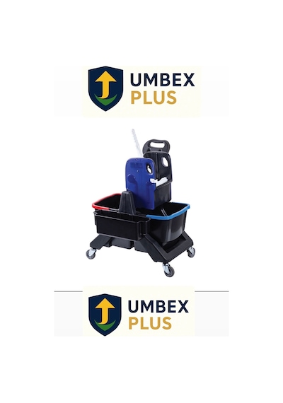Umbex Çift Kovalı Plastik Temizlik Arabası Paspas Arabası Islak Mop Seti 20 Islak Mop
