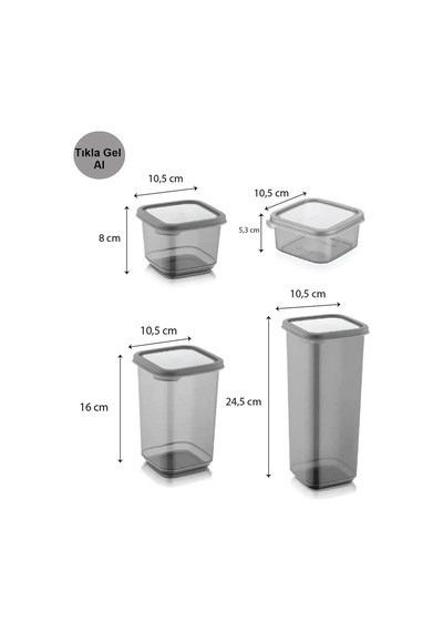 38'li 76 Parça Erzak & Baharatlık Saklama Kabı Mutfak Kiler Düzenleyici 1,7-1,1 Lt 500-350-300 Ml Gri - 749178698 Gri