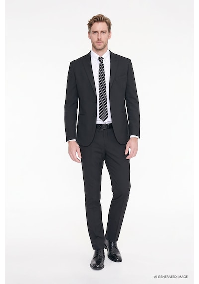 AC&Co / Altınyıldız Classics ERKEK SIYAH Ekstra Slim Fit Dar Kesim Kırlangıç Yaka Takım Elbise Siyah