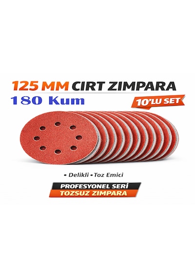 Venoa 125 Mm Cırt Zımpara Kağıdı 10 Adet 8 Delikli Disk, Ahşap & Metal Uyumlu - 180 Kum