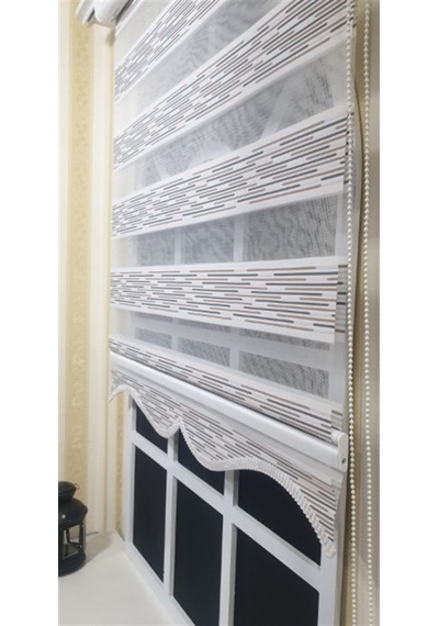 Zebra Stor Perde Efektli Etek Dilimli St 033 Ekru