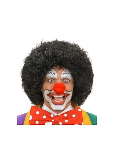 Siyah Renk Kıvırcık Afro Bonus Peruk Saç Ve Kırmızı Sünger Burun Seti Parti Malzemesi Kostüm Detayı +3