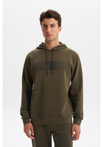 AR-MA Arma Erkek Slim Fit Baskılı Kapüşonlu Kanguru Cepli Interlok Sweatshirt %80 Pamuk %14 Polyester %6 Elastane K30254685202 Haki