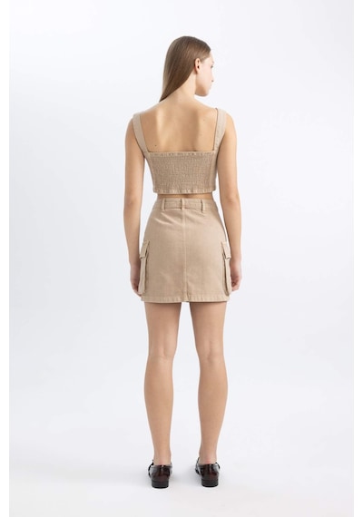DeFacto Coool Kargo Fit Gabardin Yıkamalı Soluk Efektli Mini Etek C4456AX24SPBG387