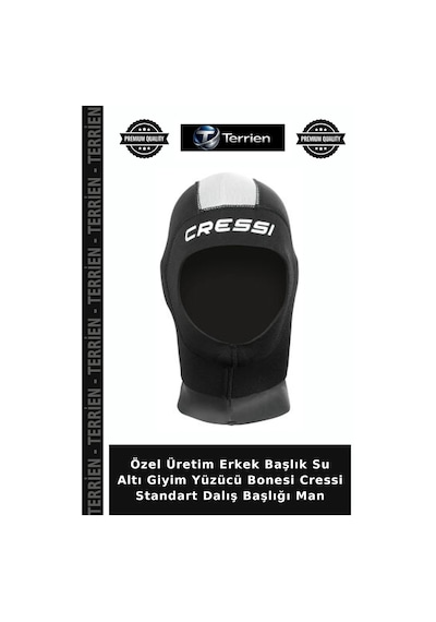 Özel Üretim Erkek Başlık Su Altı Giyim Yüzücü Bonesi Cressi Standart Dalış Başlığı Man 5mm - S - No:2