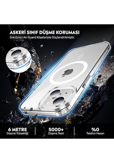 İphone 14 Plus Şeffaf Magsafe Uyumlu Kılıf Darbeye Dayanıklı Şeffaf Telefon Kılıfı Kamera Koruyucu İnce Ve Şık Tasarım Seffaf