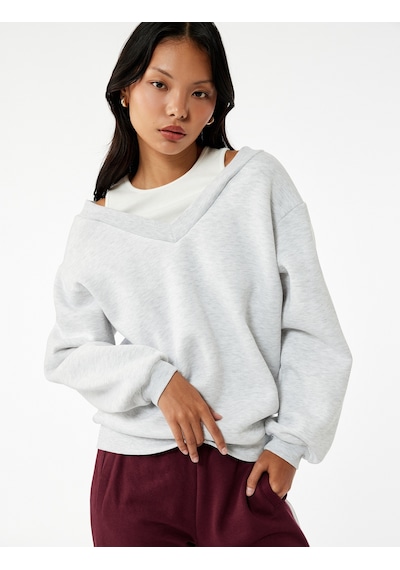 Koton Rahat Kesim Çift Yaka Şardonlu Uzun Kollu Sweatshirt Gri Melanj 6wal10136ık Gri Melanj Koton Rahat Kesim Çift Yaka Şardonlu Uzun Kollu Sweatshirt Gri Melanj 6wal10136ık Gri Melanj