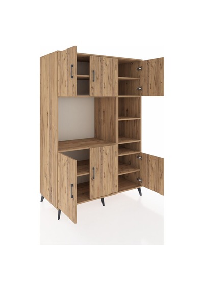 Kronos Dolap 10 Raflı 6 Kapaklı 132x59x195 Çam-çam/çam Çam