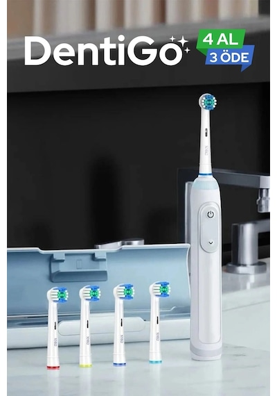 Braun - Oral B Şarjlı Ve Pilli Diş Fırçası Uyumlu 4 Adet Yedek Başlık